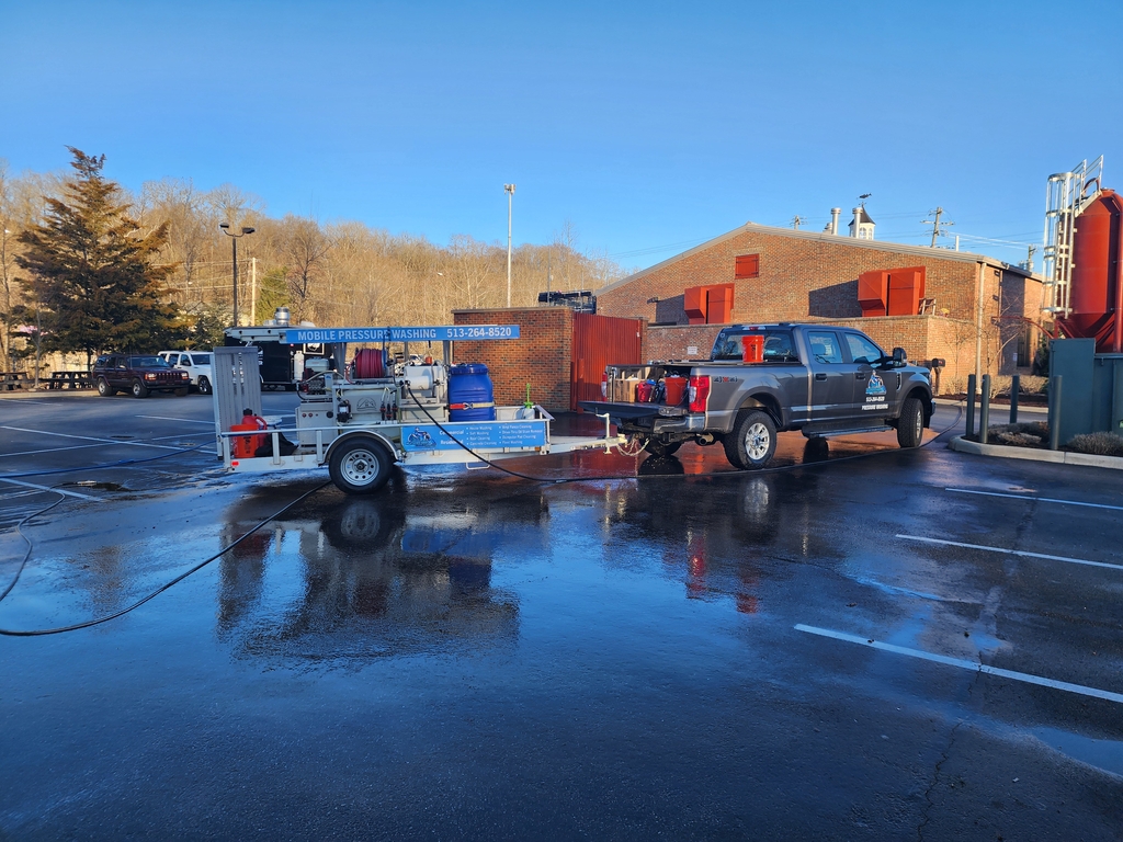 Dumpster pad cleaning and commercial power washing in Milford Ohio
